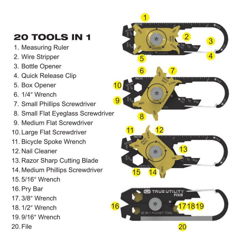 EDC Mini Utility 20 in 1 Pocket Multi Tool Keychain