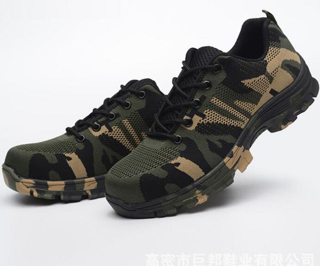 Camouflage Breathable Mesh Steel Toe Casual Shoes