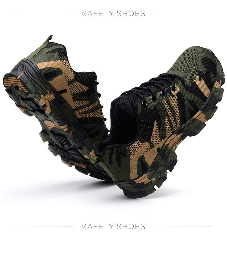 Camouflage Breathable Mesh Steel Toe Casual Shoes